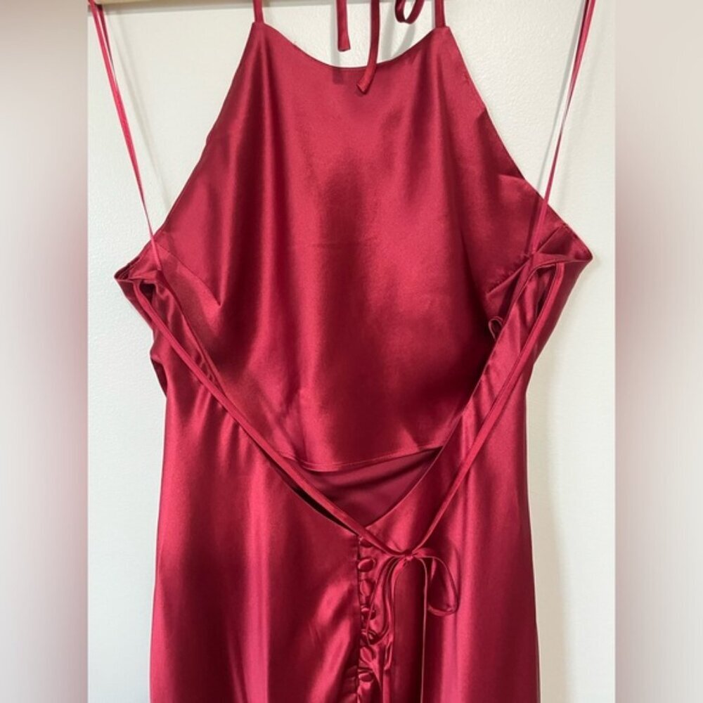 NEW Reformation Jeany Silk Long Dress Backless Formal Sangre Red | Size M - Picture 12 of 13
